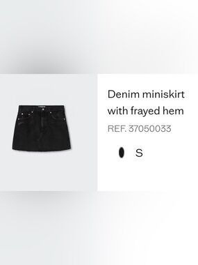 Mango NWOT Black Denim Mini Skirt with frayed hem Size Small